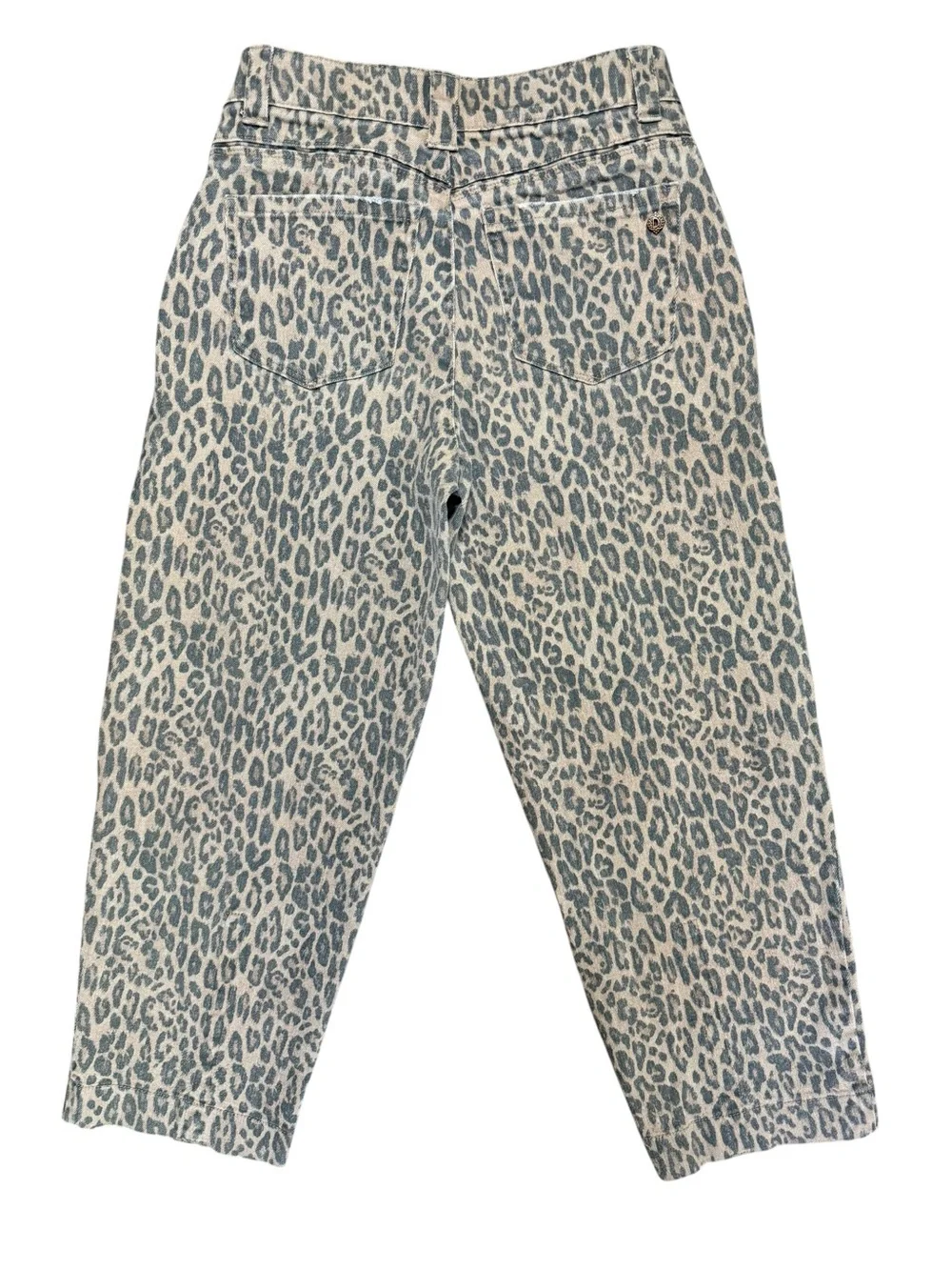 Democracy “Ab”solution Leopard Print Cropped Barrel/Cargo Jeans Size 4